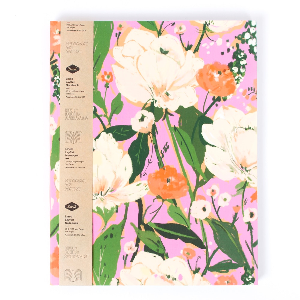 Memo & Notebooks, Art & School, Denik, Medium, Lay flat, Floral on Pink, 875093